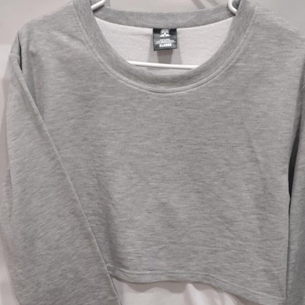 AFFLICTION TECHNICAL APPAREL GRAY AND WHITE SWEATSHIRT CROP TOP LAYER OS XL